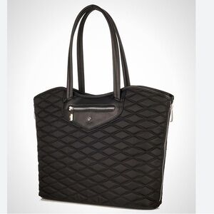 Knomo London Marina Elegant Black Quilted Tote Bag